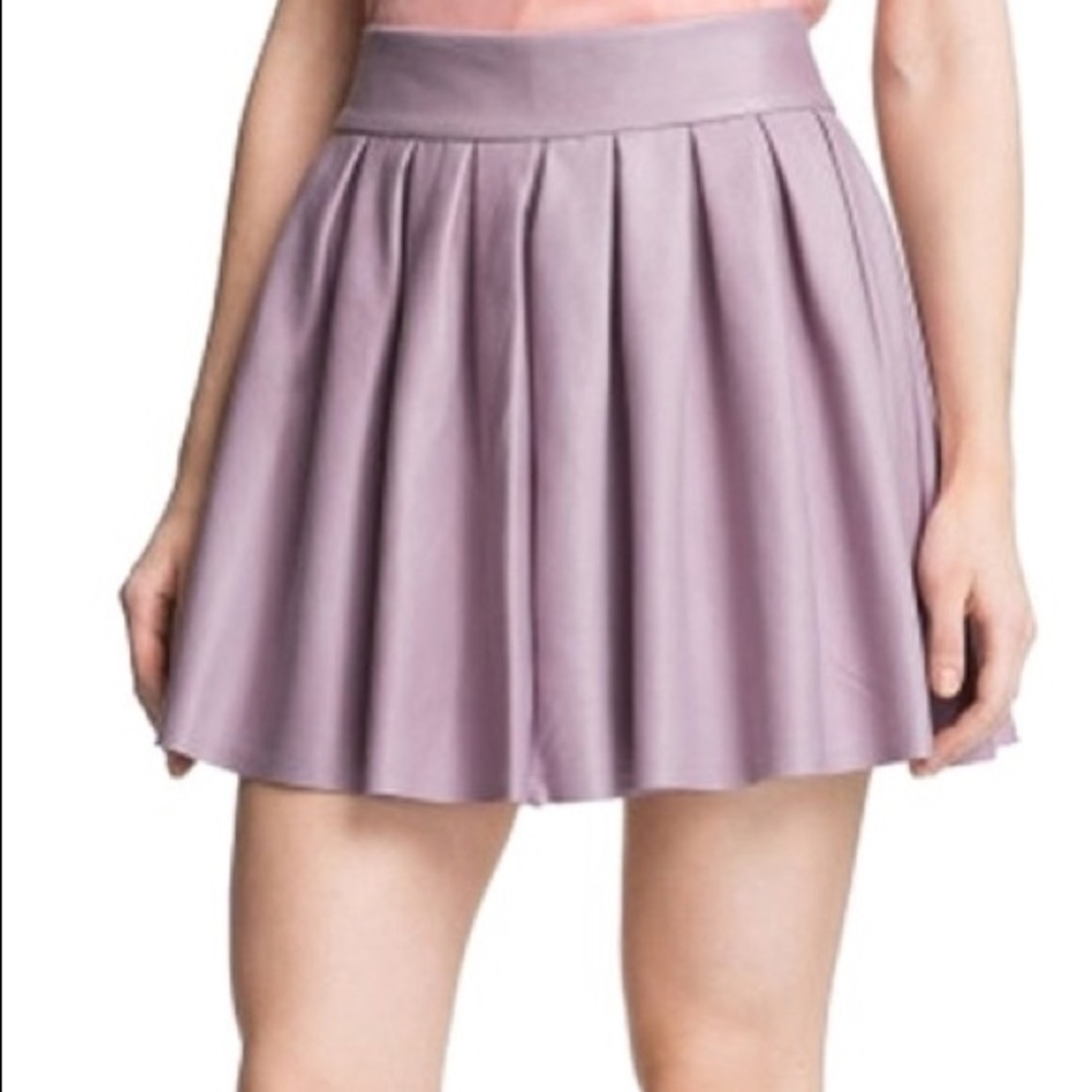Alice + Olivia leather pleated skater skirt